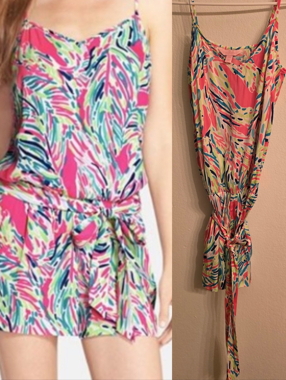 {XXS} Lilly Pulitzer Deanna Shorts Romper Multi Palm Reader